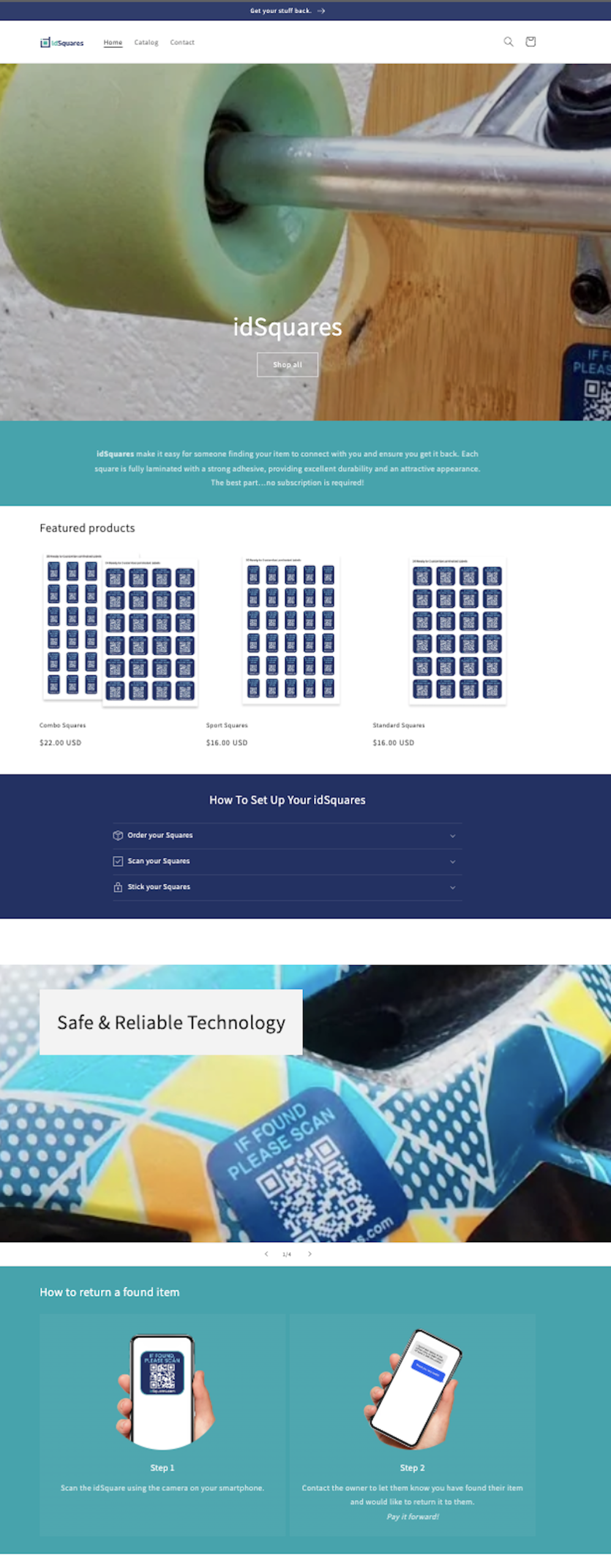 Shopify shop website design for idSquares