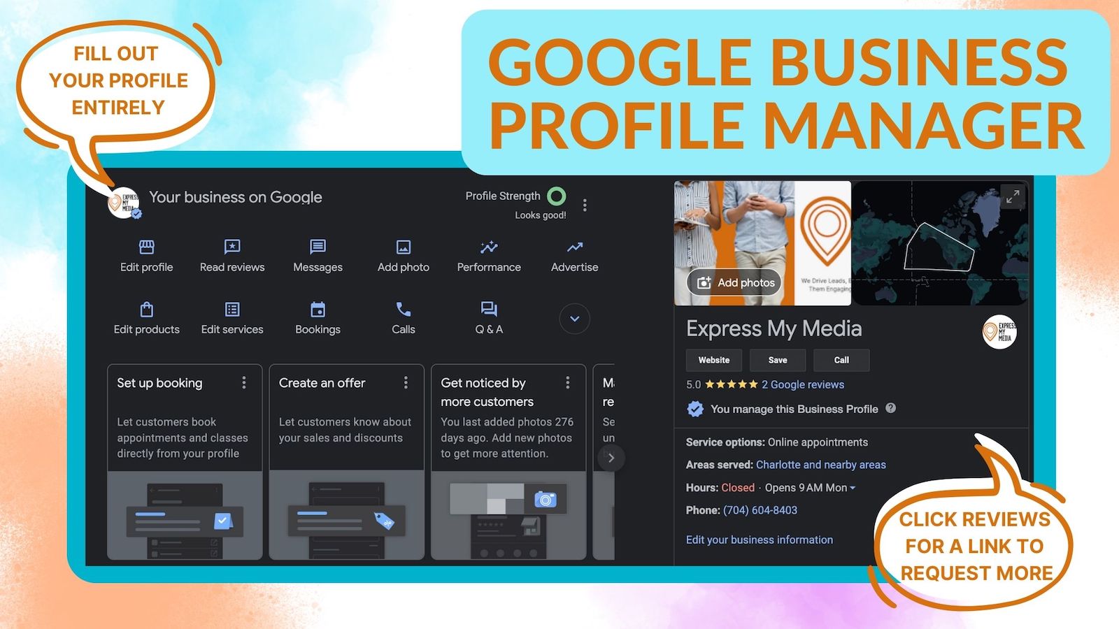 Google business profile example for Express My Media
