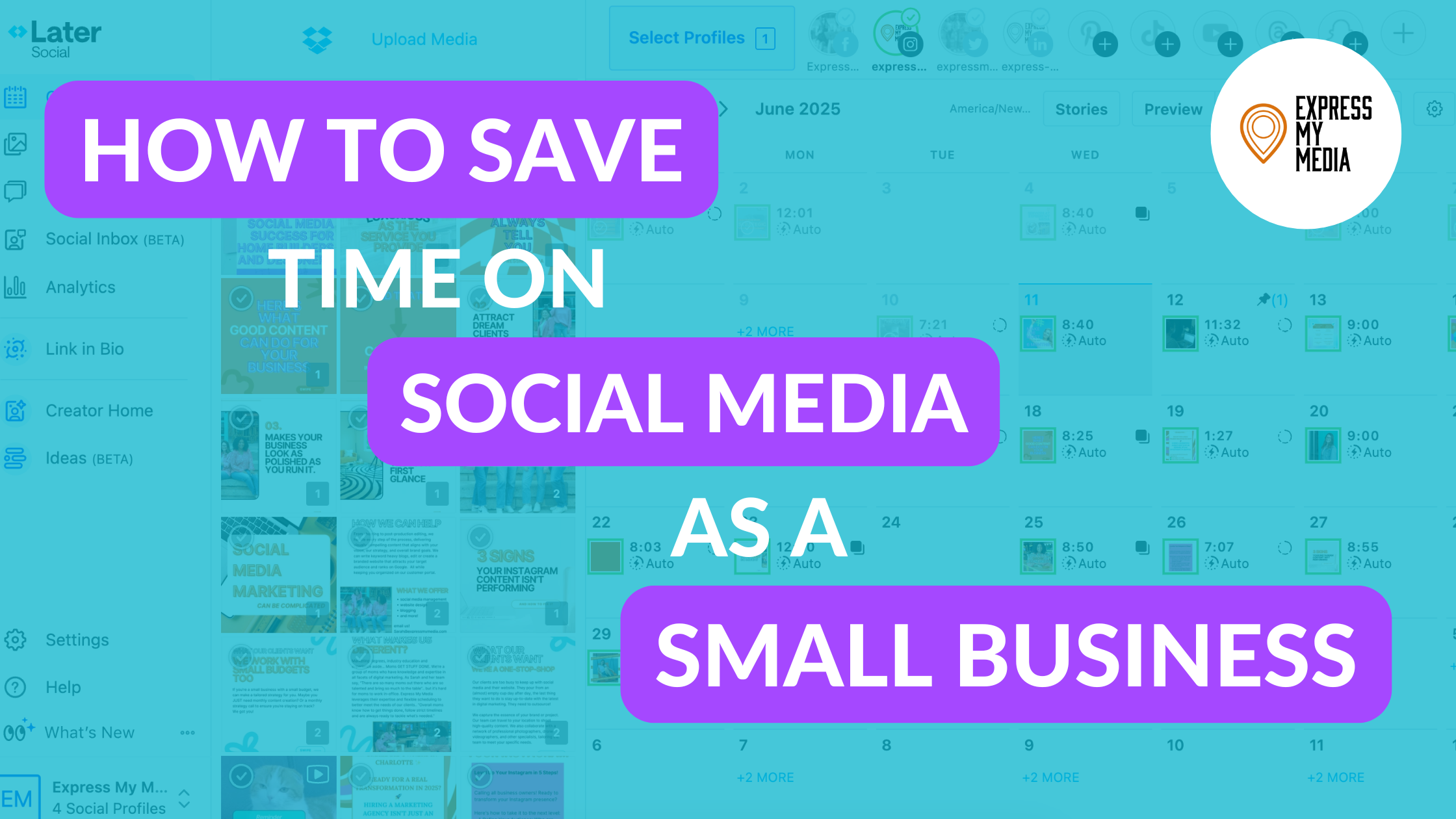 How to save time on social media for small businesses by Express My Media, digital media agency Charlotte NC